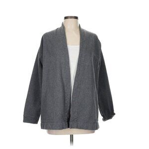 Coyuchi Women's Gray Cotton Open Front Blazer Jacket Size M Lagenlook Minimalist